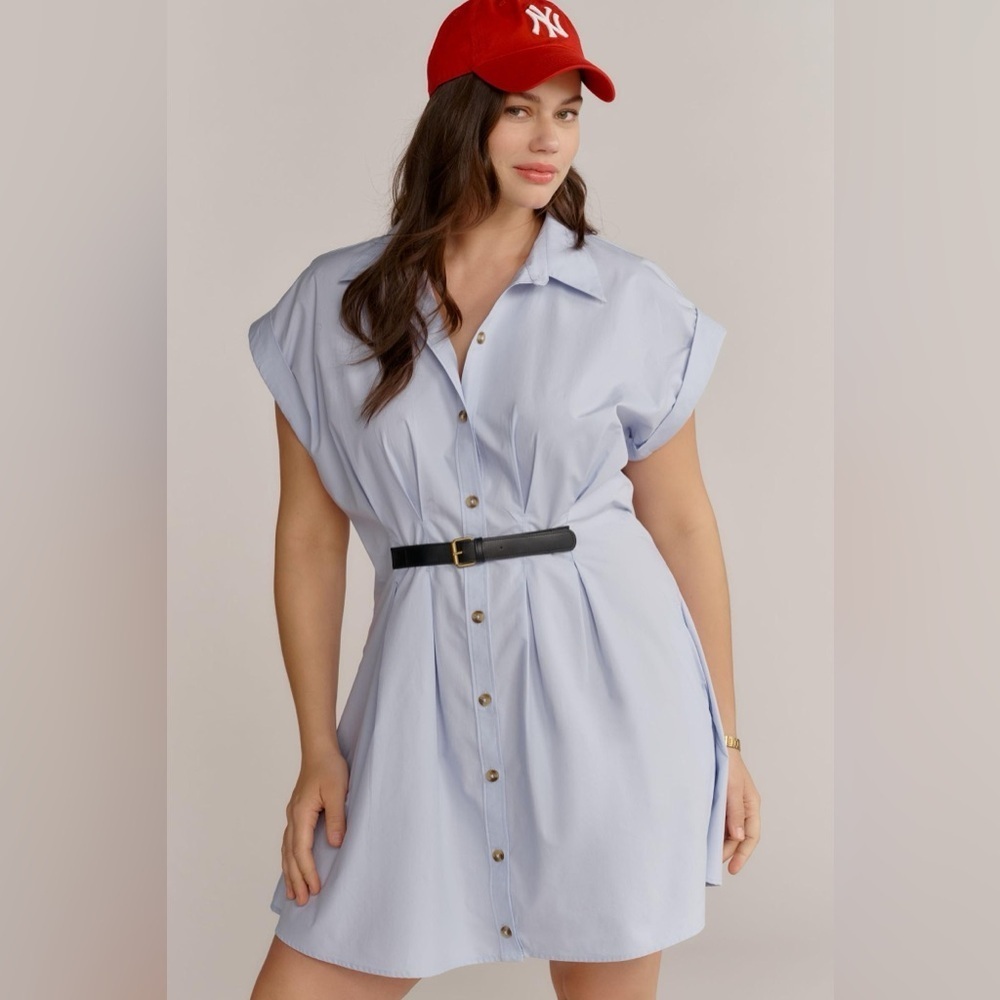 By Anthropologie Short-Sleeve Belted Shirt Dress